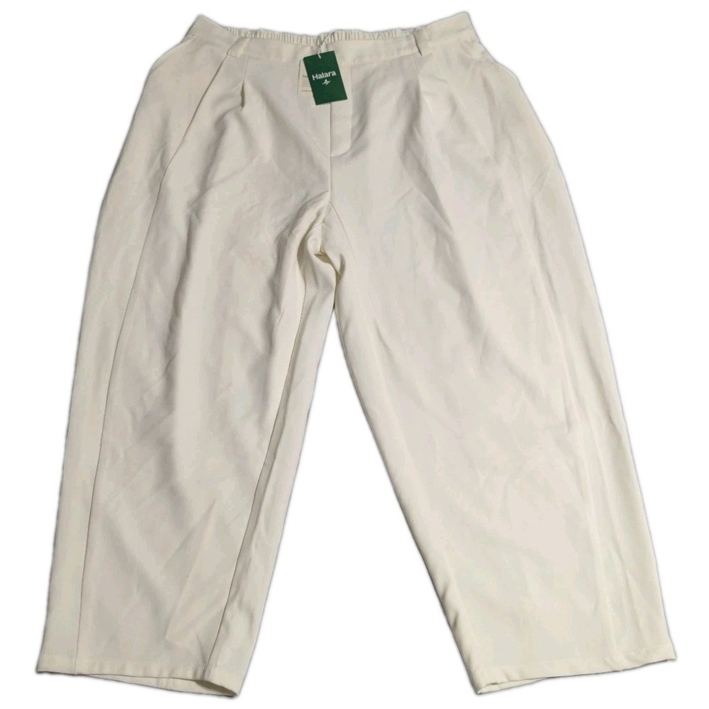 Halara Flex High Waisted Work Pants Womens XL Petite White Pleated Stretch NWT